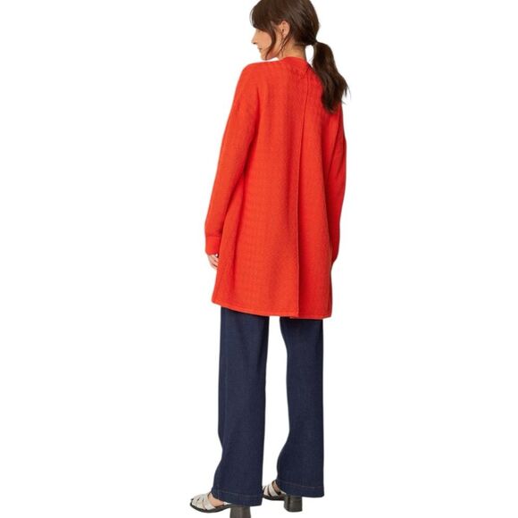 NWT SKFK Ara-GOTS Open Front Organic Cotton Long Cardigan Tile Red EU 38 | US 6 - Picture 3 of 13